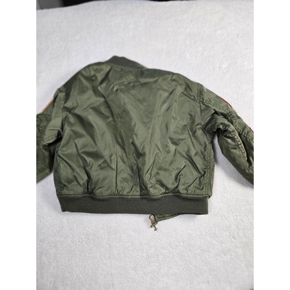 Kids 4T Flight Bomber Jacket Olive Green Military Patches Aviator Top Gun - Picture 10 of 10